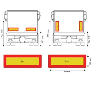 Coppia pannelli retroriflettenti per rimorchi omologati, set di 2 in alluminio