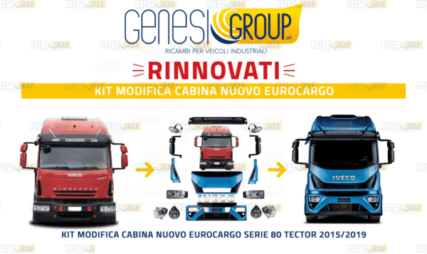 Kit restyling nuovo eurocargo serie 80 tector 2015/2019 senza fendinebbia personalizzato per cliente