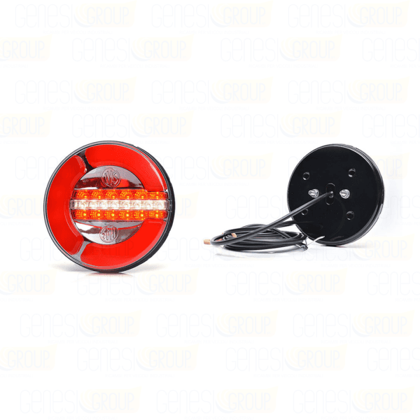 Gruppo ottico posteriore a led tondo con  retromarcia 12/24v 3 funzioni