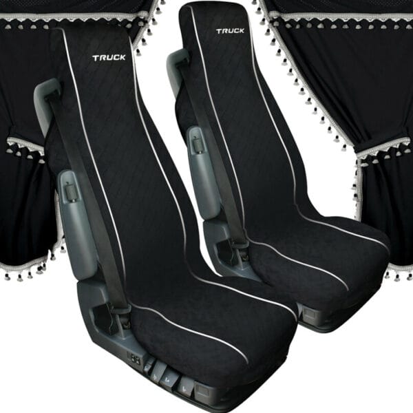 Set tende e coprisedili melissa, in microfibra per camion – nero