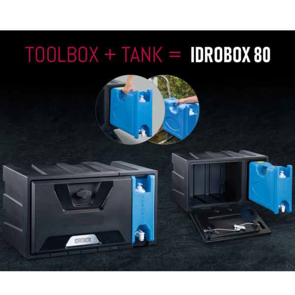 Cassetta portattrezzi con serbatoio acqua da 18 lt integrato idrobox 80