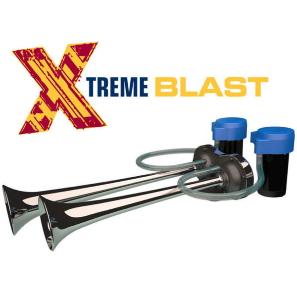 Tromba extremeblast 2 suoni alternati, metallo cromato xb2 completa di 2 compressori 12v